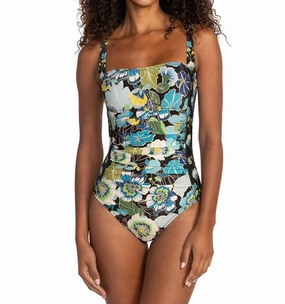 Jenn Ruched One Piece Swimsuit In Multi Floral
