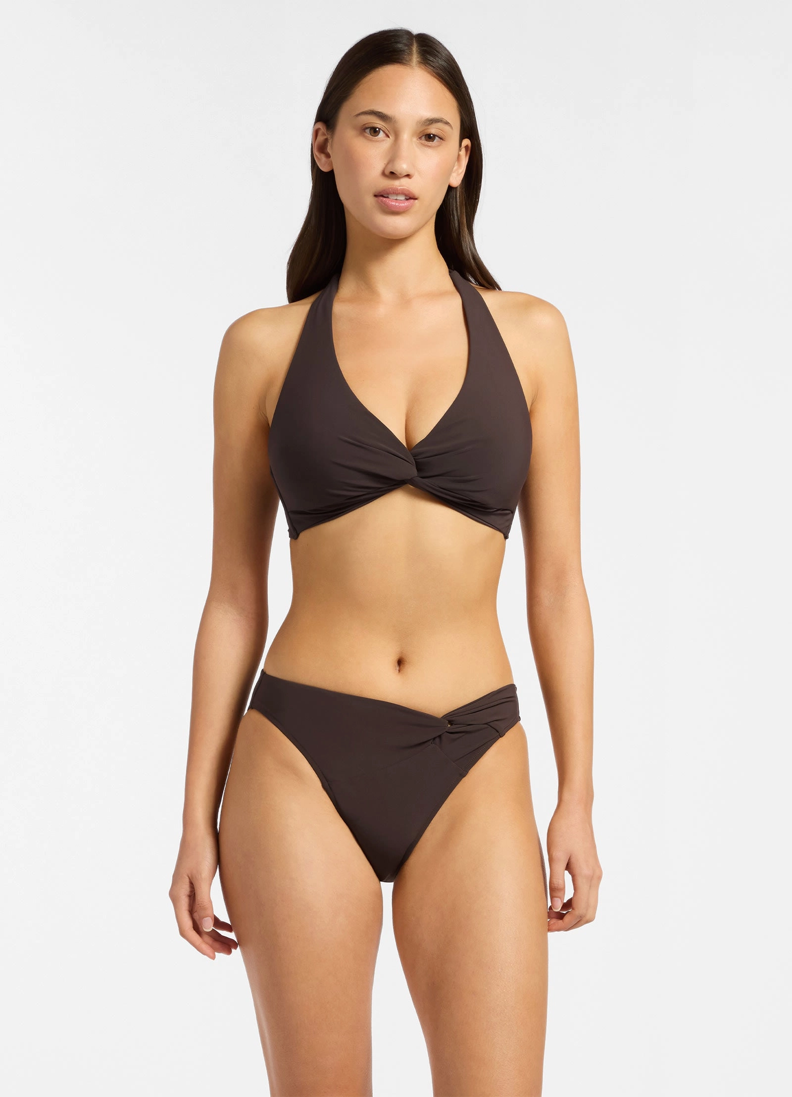 Jetset D-DD Twist Front Bikini Top - Chocolate