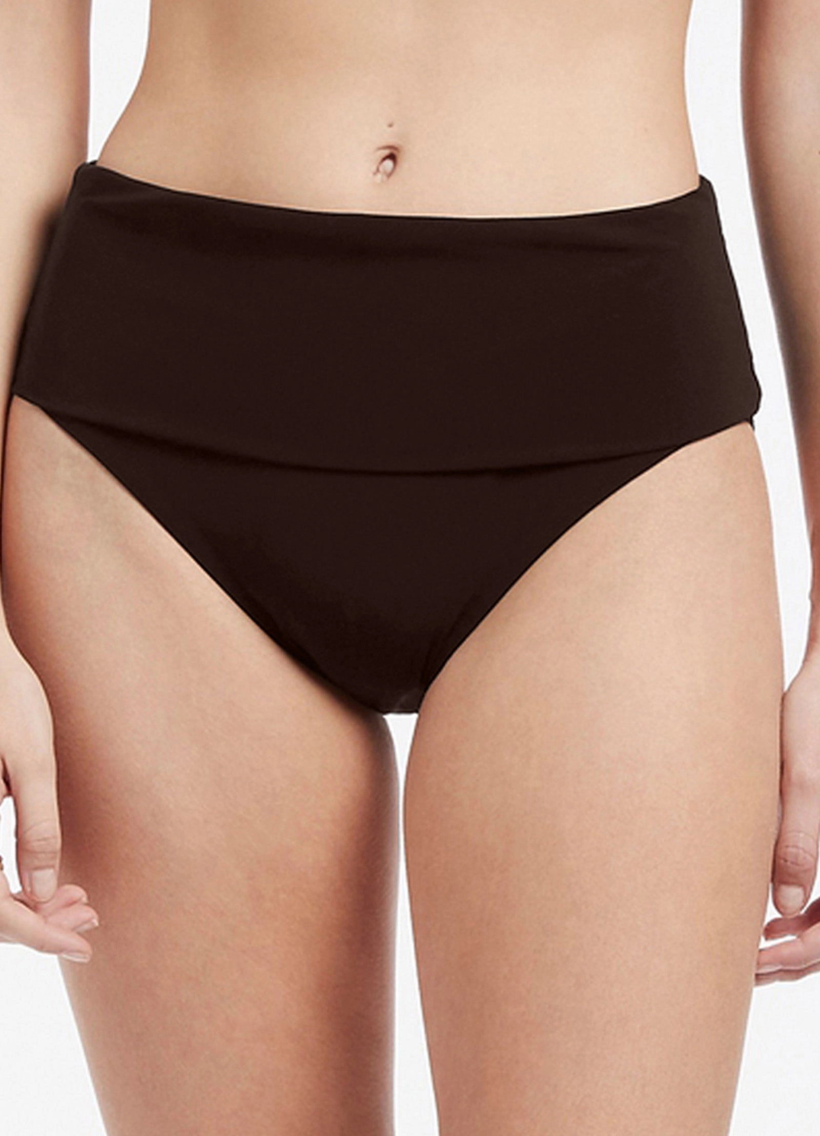 Jetset Fold Down High Waisted Bikini Bottom - Chocolate