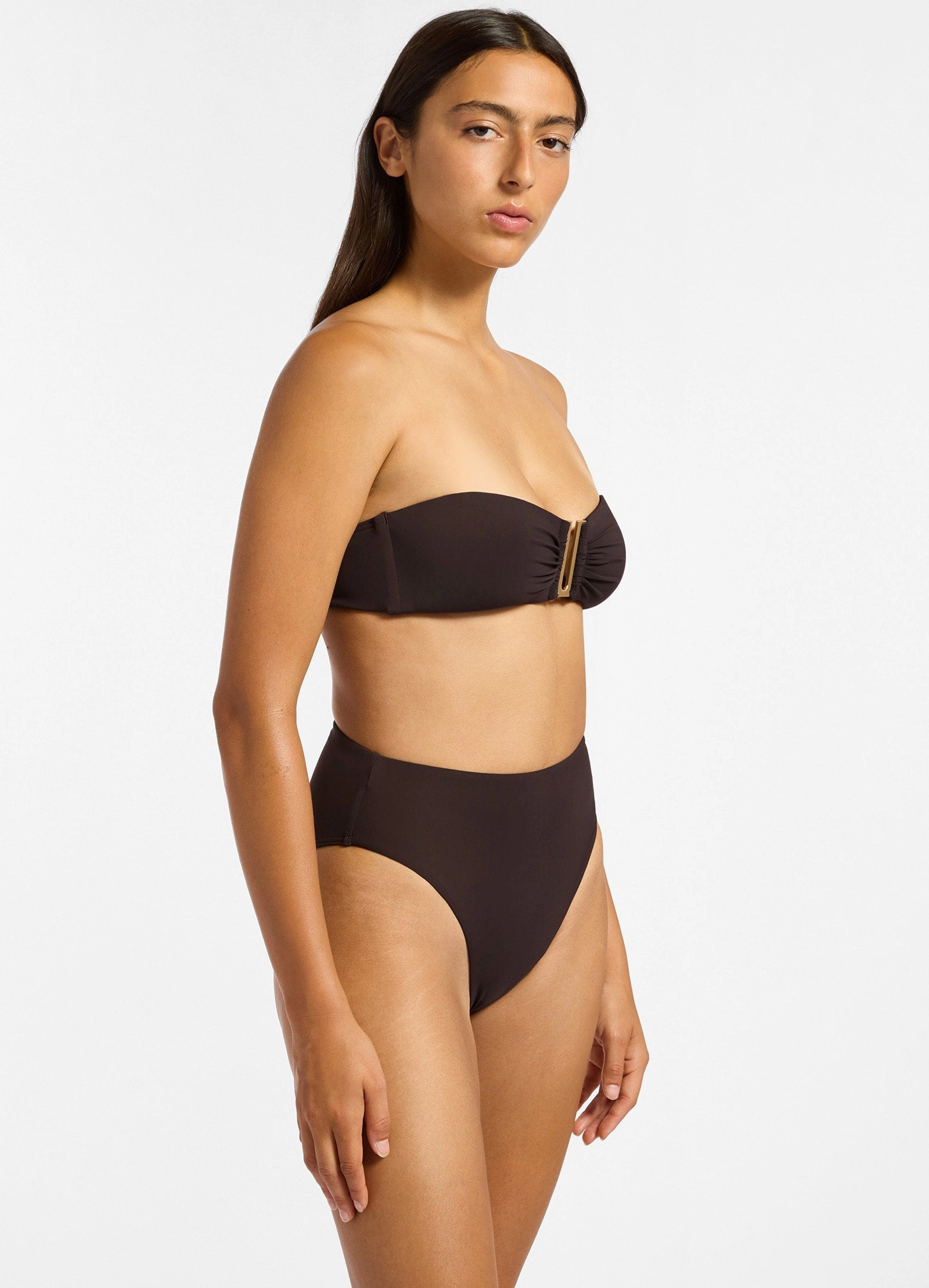 Jetset High Waisted Bikini Bottom - Chocolate
