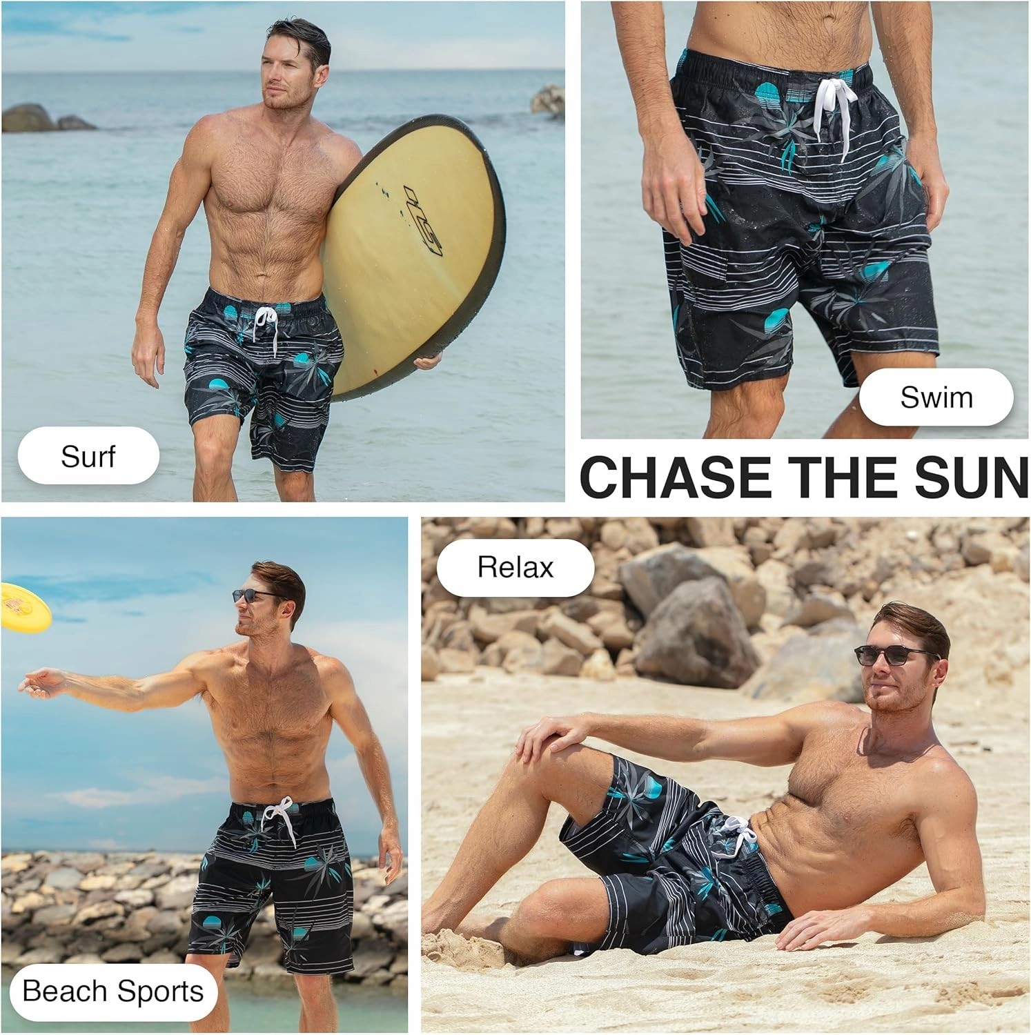 Kanu Surf Bellaire Men's Swim Trunks Quick-Dry Swim Shorts Men, 9" Inseam (Regular & Extended Sizes)