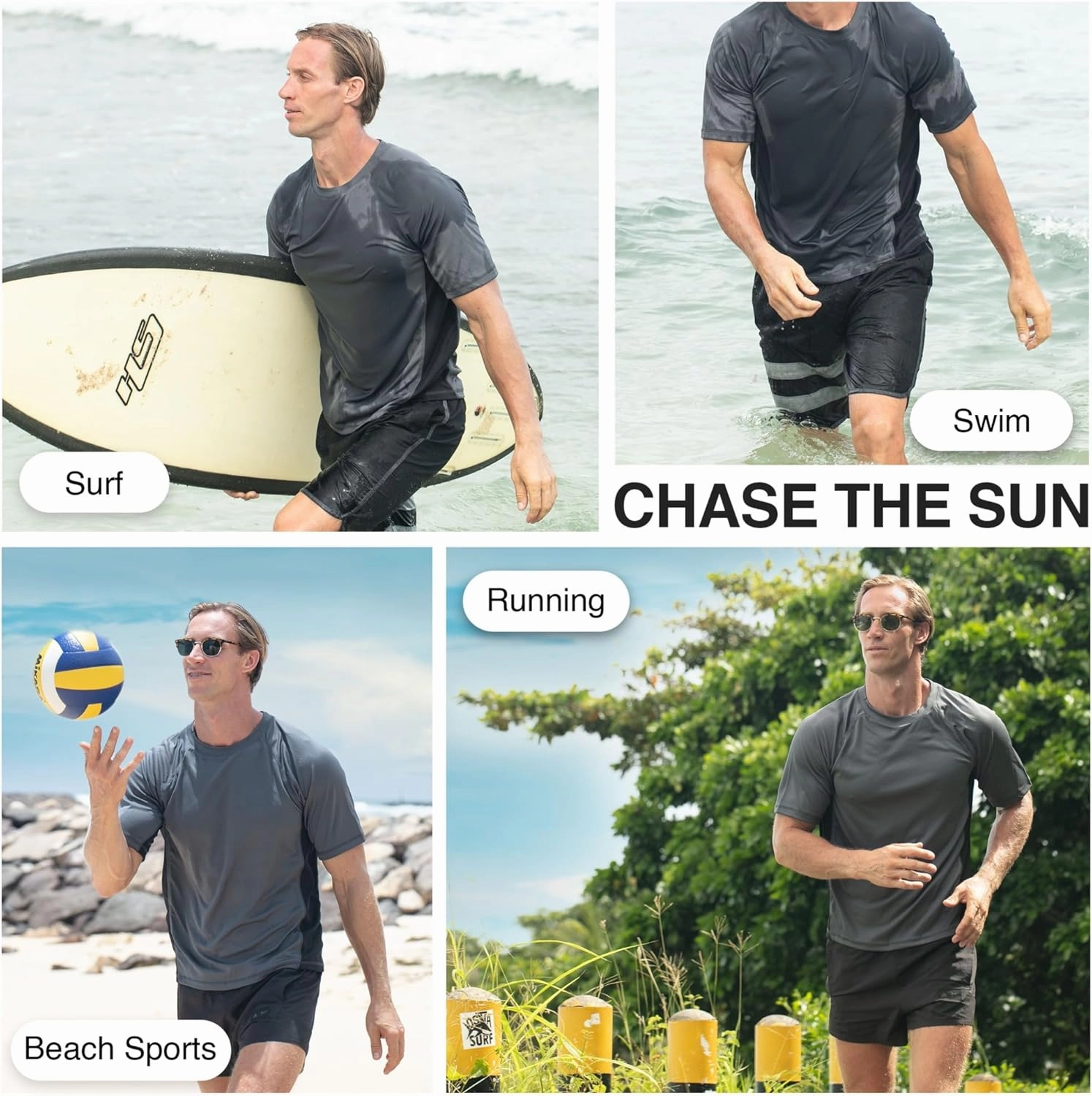 Kanu Surf Men's Short Sleeve UPF 50 Swim Shirt Rash Guard Sun Shirt (Regular & Extended Sizes)