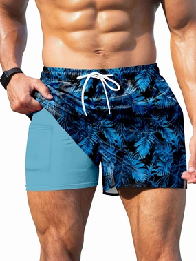 Keevoom Mens Swim Trunks Compression Liner Swim Shorts Swimwear Quick Dry Swimsuit Bathing Suits Board Shorts with Pockets