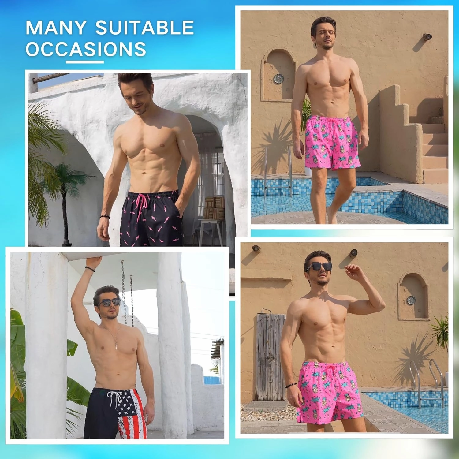 Keevoom Mens Swim Trunks Compression Liner Swim Shorts Swimwear Quick Dry Swimsuit Bathing Suits Board Shorts with Pockets