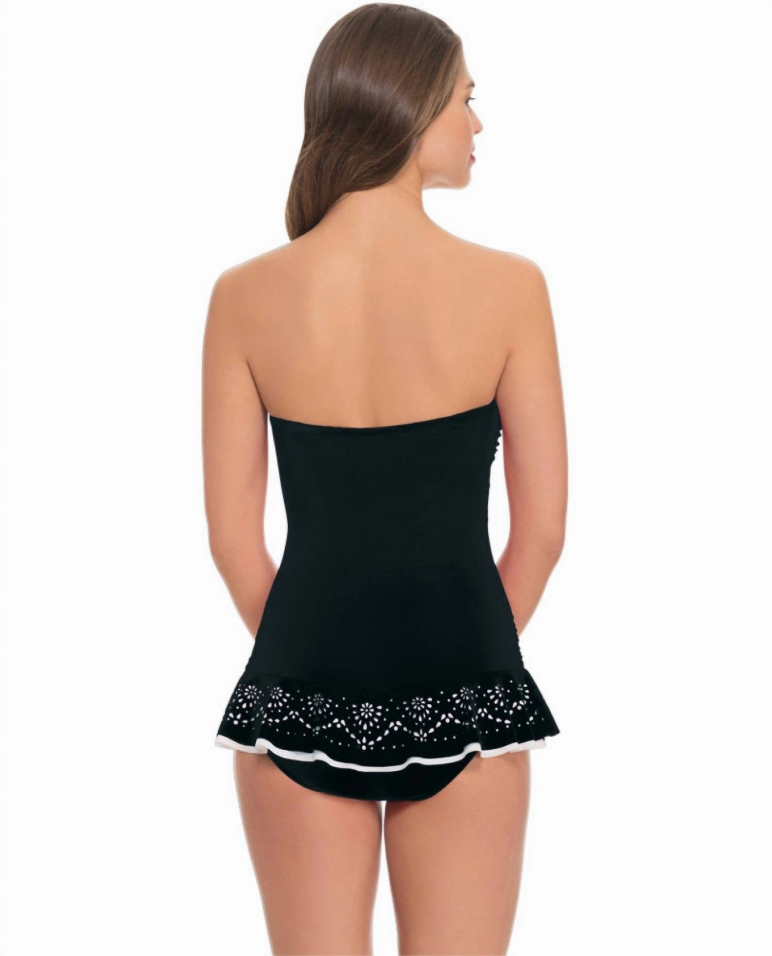 Laser Cut Bandeau Swimdress In Tutti Frutti Black