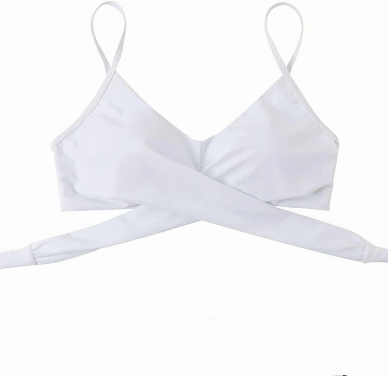 Limeeke Women Wrap Bikini Top Push Up Padded Swimsuit Top Criss Cross Tie Back Bathing Suit Tops
