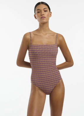 Lumiere Square Neck Tank One Piece - Wine Cup