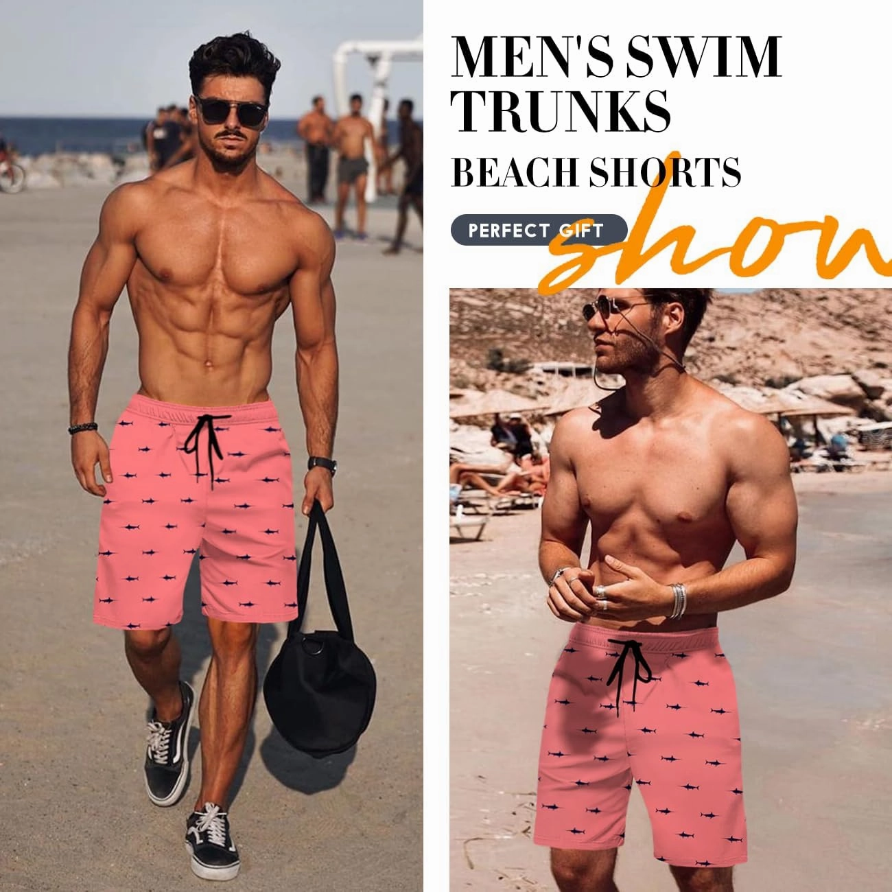 Lzzidou Men's Swim Trunks 8 Inch Inseam Mesh Lining Board Shorts Quick Dry Bathing Suit