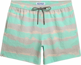 maamgic Men's Swim Trunks 5.5 inch Seersucker Beach Shorts Quick Dry Bathing Suits with Mesh Liner
