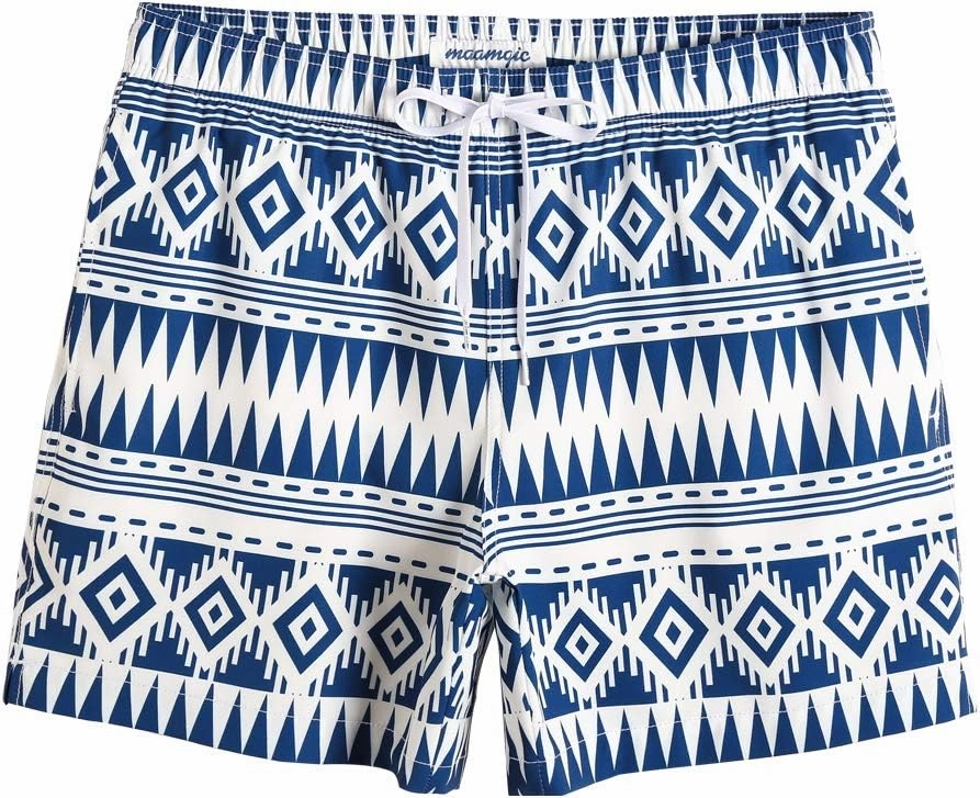 maamgic Mens Boys 80s 90s Vintage 4 Way Stretch Swim Trunks with Mesh Lining Quick Dry Swim Suits Board Shorts