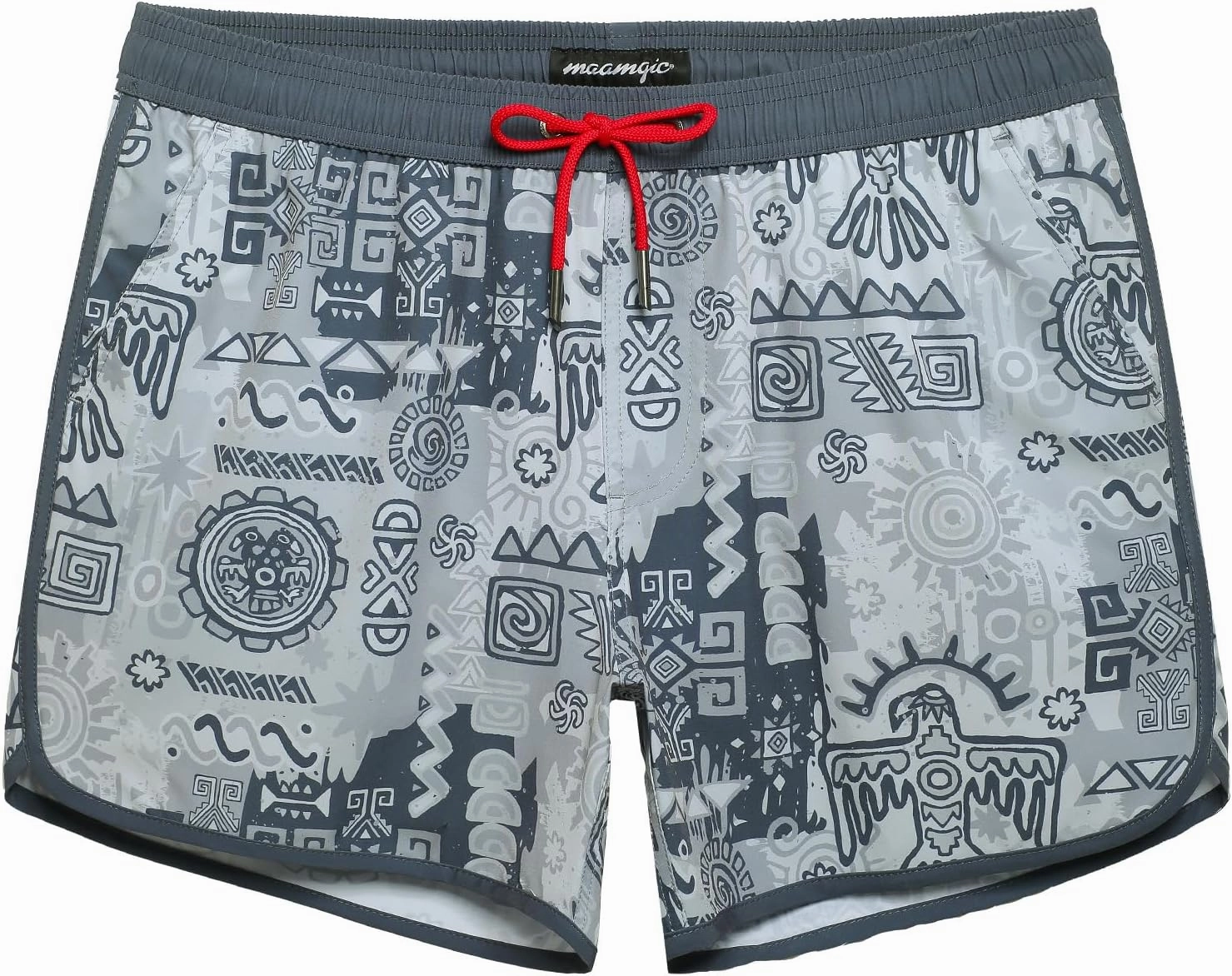 maamgic Mens Swim Trunks Retro Swim Shorts 4 Way Stretch with Mesh Vintage 80s 90s Quick Dry Swimsuits Board Shorts