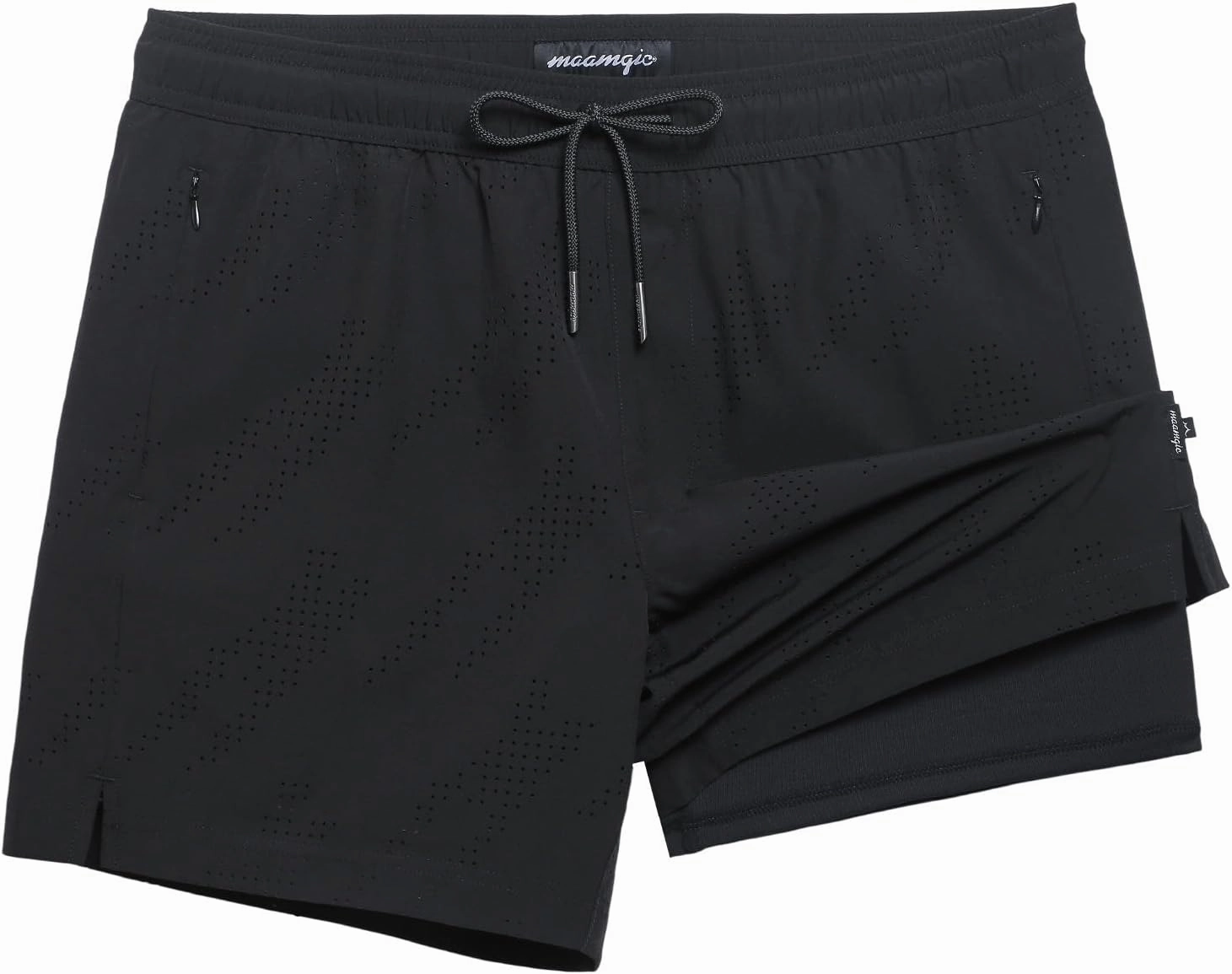 maamgic Mens Swim Trunks with Compression Liner 5 Inch Inseam Quick Dry Board Shorts with Zipper Pockets Swimming Shorts