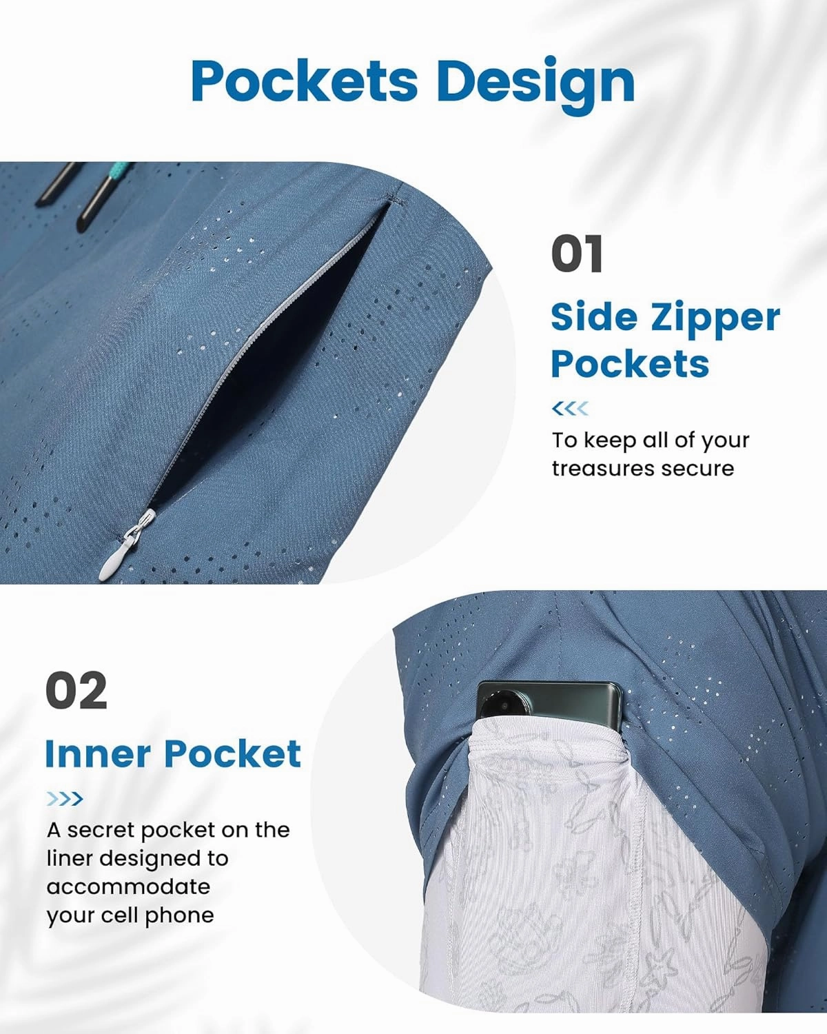 maamgic Mens Swim Trunks with Compression Liner 5 Inch Inseam Quick Dry Board Shorts with Zipper Pockets Swimming Shorts