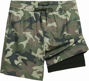 maamgic Mens Swim Trunks with Compression Liner 7 Inch Inseam Mens Bathing Suit Quick Dry Swimming Trunks Swimsuit Camo Medium