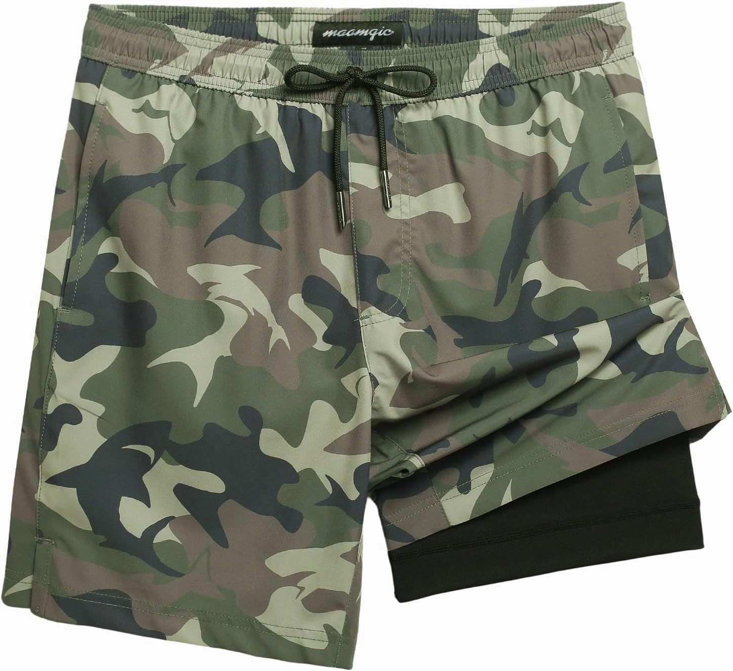 maamgic Mens Swim Trunks with Compression Liner 7 Inch Inseam Mens Bathing Suit Quick Dry Swimming Trunks Swimsuit Camo Medium
