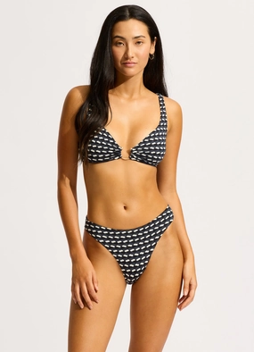 Mala Ring Front Tank Bikini Top - Black