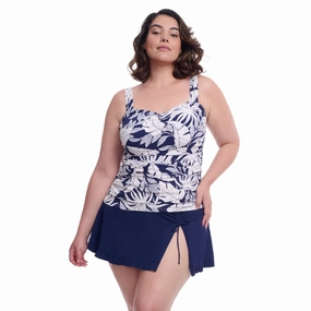 Malaya Full Figure Center Ruched Tankini Swim Top