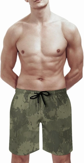 Men's Short Swim Trunks Vintage Brown Camouflage Quick Dry Bathing Suit Beach Swimsuits