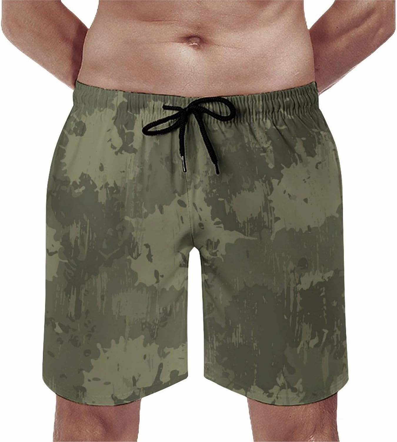 Men's Short Swim Trunks Vintage Brown Camouflage Quick Dry Bathing Suit Beach Swimsuits