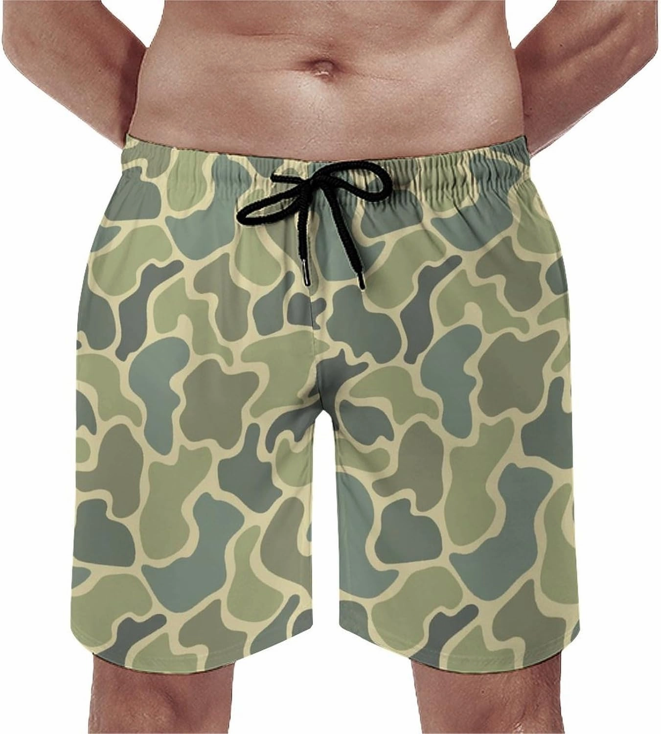 Men's Short Swim Trunks Vintage Brown Camouflage Quick Dry Bathing Suit Beach Swimsuits