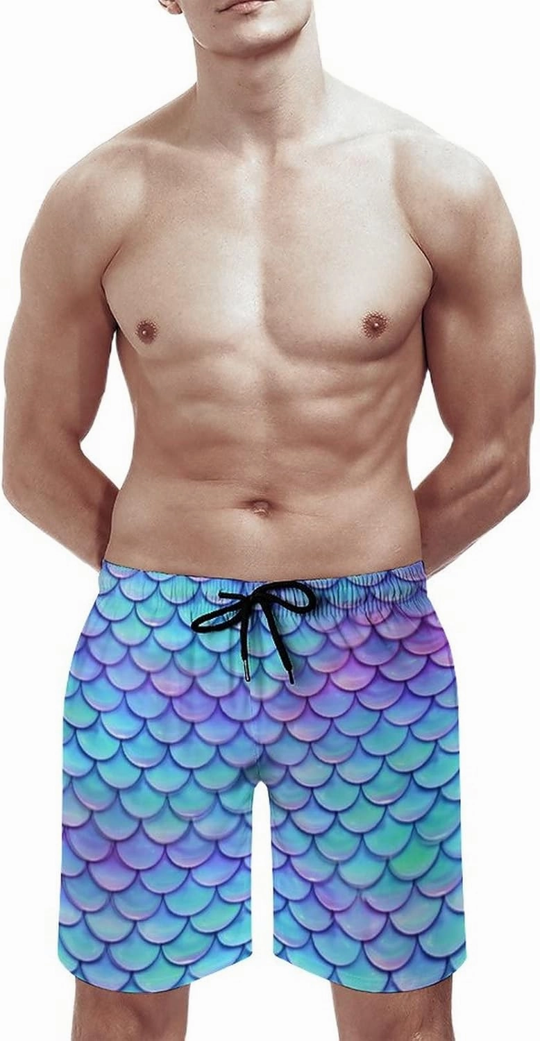 Men's Summer Quick Dry Swim Trunks Mermaid Beach Board Shorts Bathing Suits