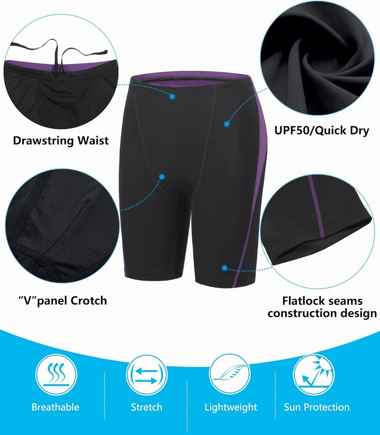Men's Swim Jammers Competitive Athletic Swim Team Suit Training Endurance Racing Quick Dry Swimming Shorts UPF 50