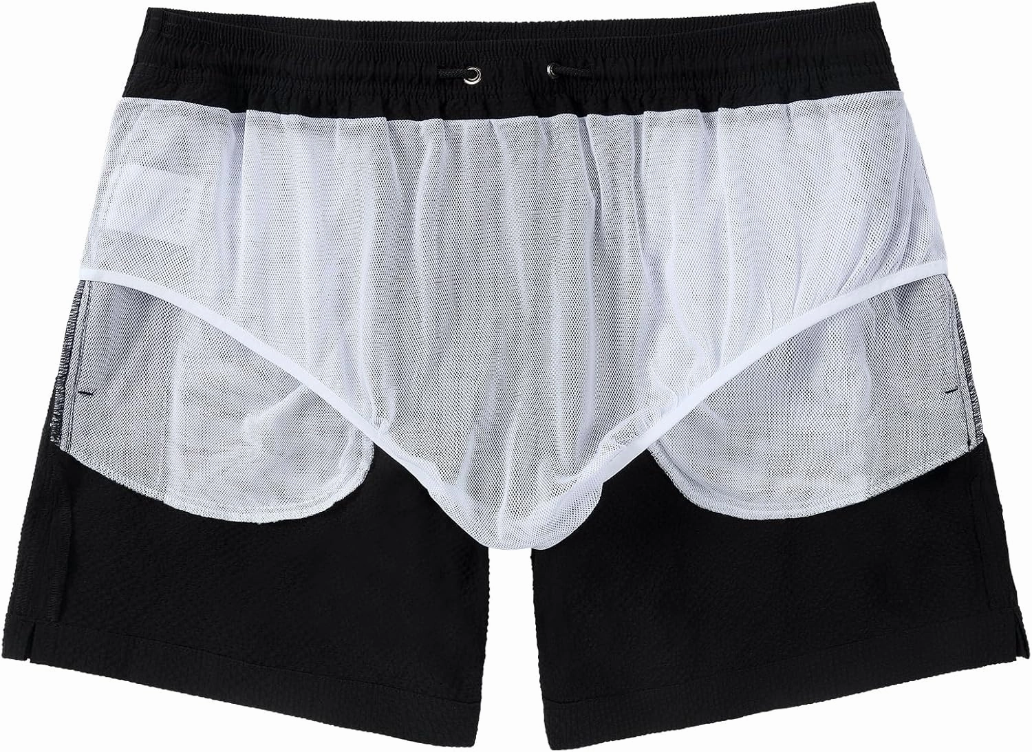 Men's Swim Shorts 5 inch Seersucker Swimming Trunks for Men Swim Suits Beach Shorts