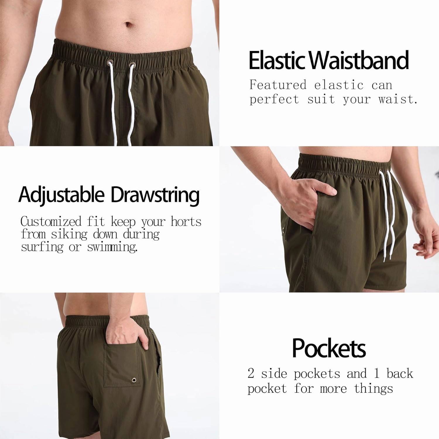 Men's Swim Trunks 5 Inch Quick Dry Board Shorts Mesh Lining Swimming Trunks Beach Shorts for Men Bathing Suits
