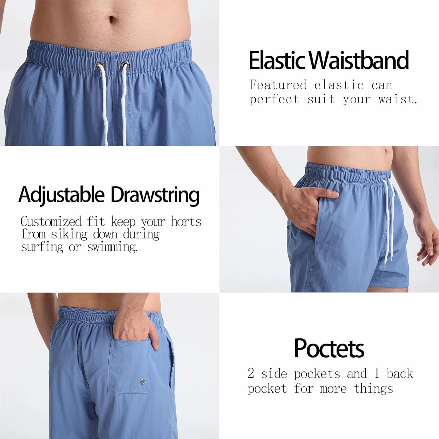 Men's Swim Trunks 5 Inch Quick Dry Board Shorts Mesh Lining Swimming Trunks Beach Shorts for Men Bathing Suits