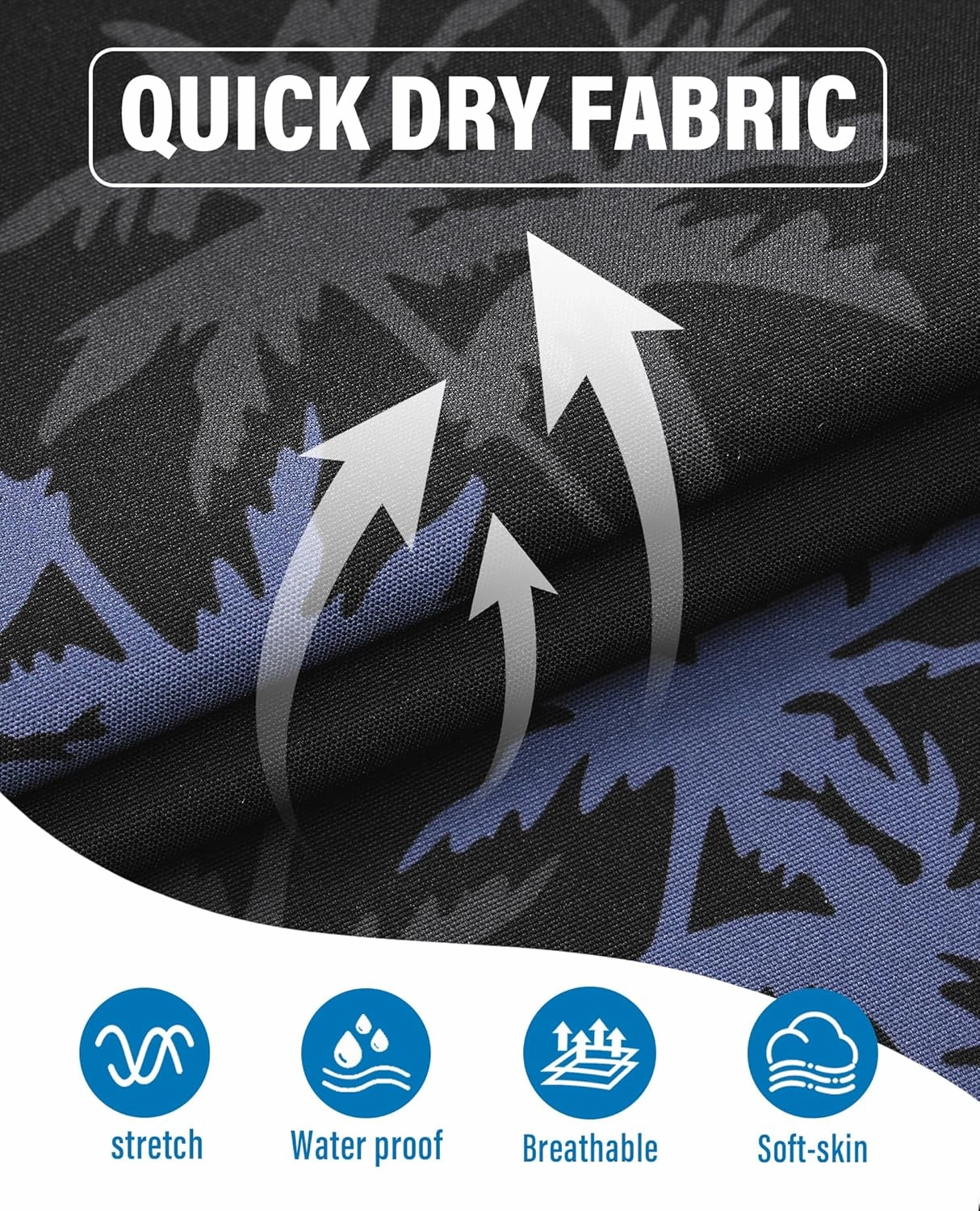 Men's Swim Trunks 9 Inch Printed Quick Dry Swim Shorts with Zipper Pocket No Liner Board Shorts Bathing Suit