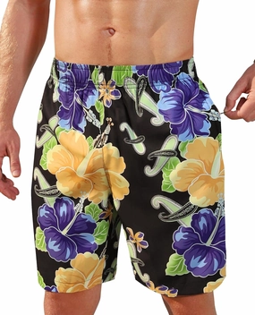 Men's Swim Trunks 9 Inch Printed Quick Dry Swim Shorts with Zipper Pocket No Liner Board Shorts Bathing Suit
