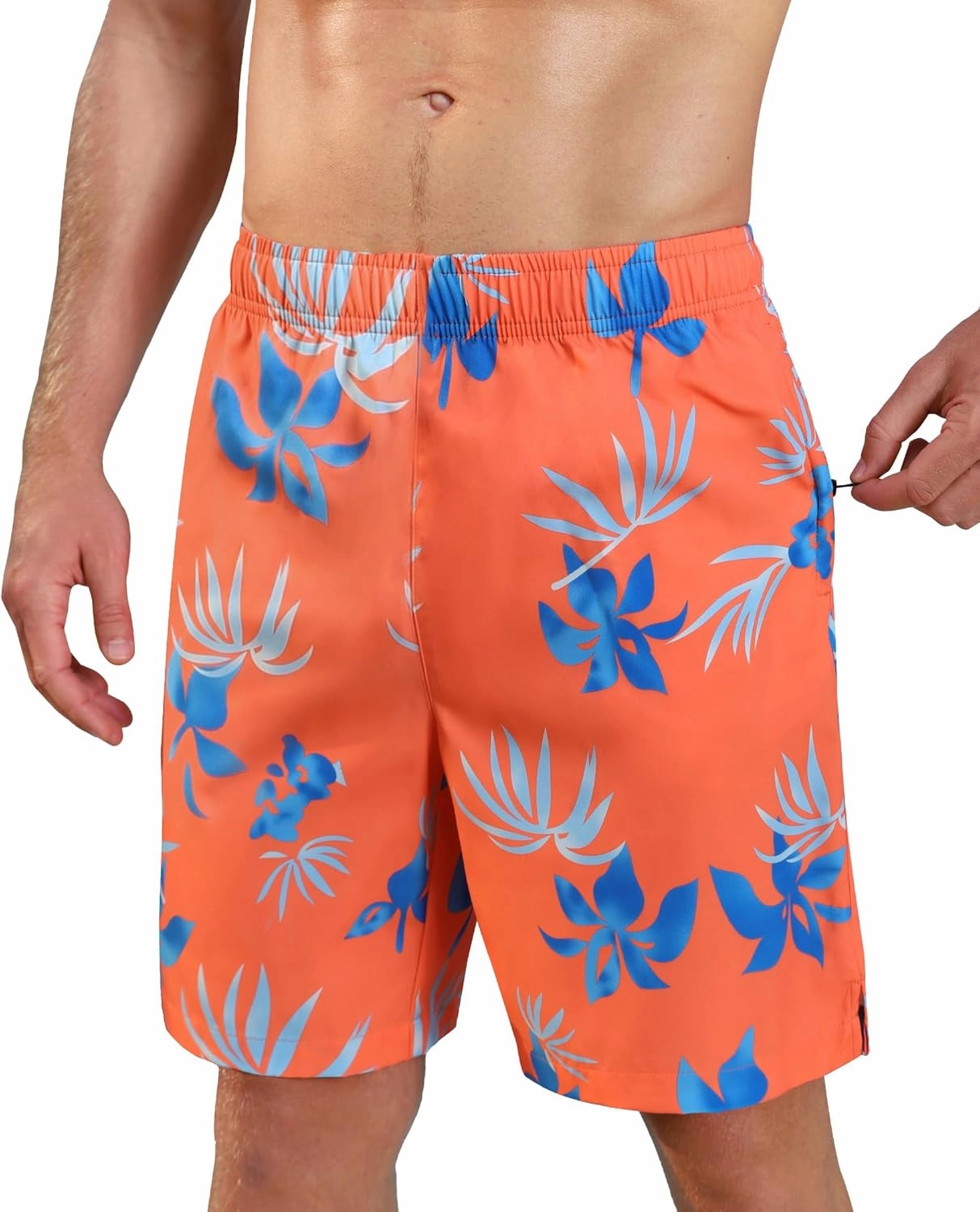 Men's Swim Trunks 9 Inch Printed Quick Dry Swim Shorts with Zipper Pocket No Liner Board Shorts Bathing Suit
