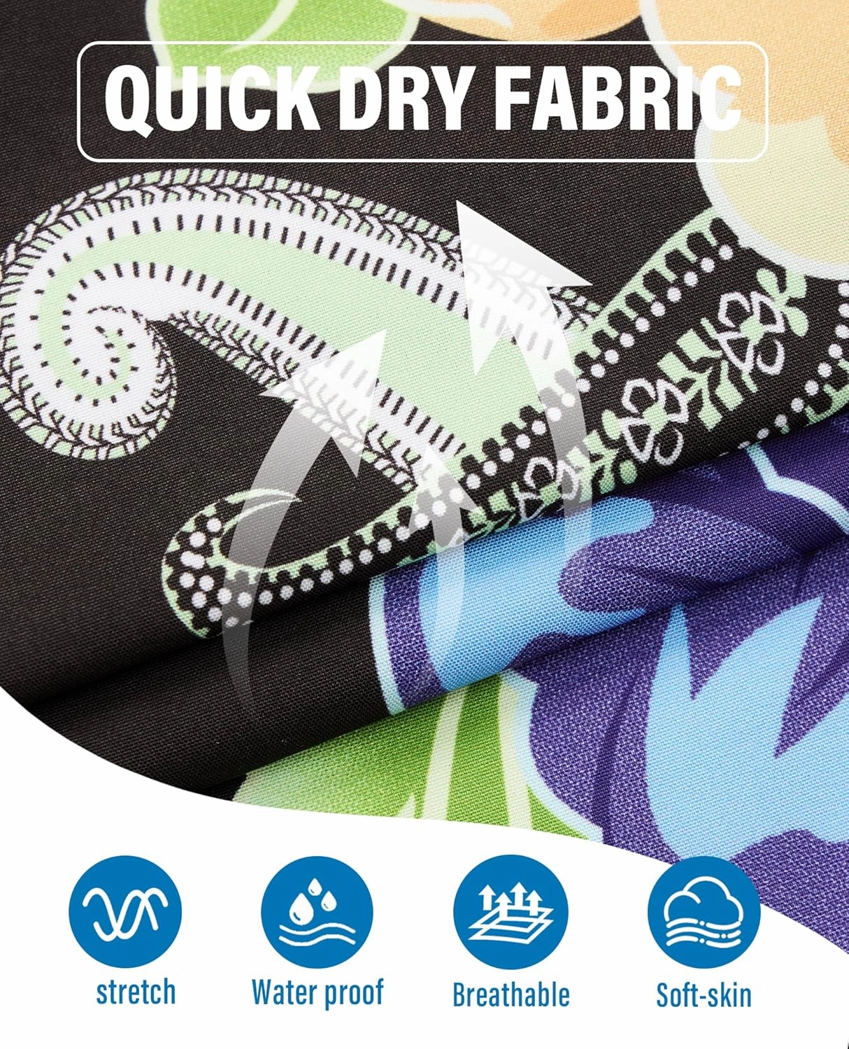 Men's Swim Trunks 9 Inch Printed Quick Dry Swim Shorts with Zipper Pocket No Liner Board Shorts Bathing Suit