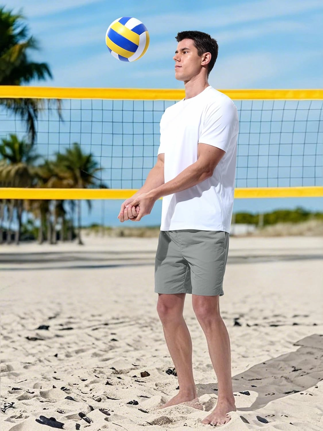Men's Swim Trunks Beach Board Shorts Quick Dry Swimsuit Bathing Suits with Pockets 7 Inch Inseam Mesh Lining