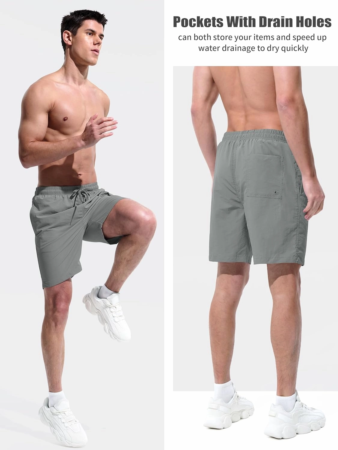 Men's Swim Trunks Beach Board Shorts Quick Dry Swimsuit Bathing Suits with Pockets 7 Inch Inseam Mesh Lining