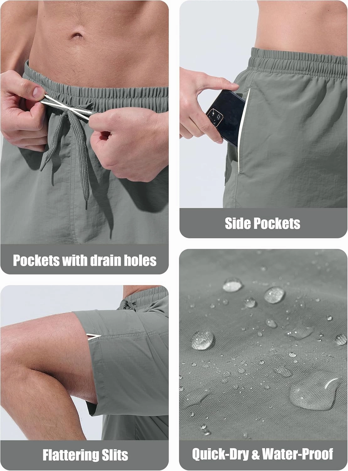 Men's Swim Trunks Beach Board Shorts Quick Dry Swimsuit Bathing Suits with Pockets 7 Inch Inseam Mesh Lining