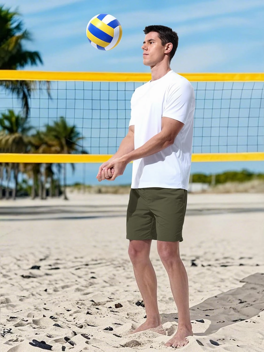 Men's Swim Trunks Beach Board Shorts Quick Dry Swimsuit Bathing Suits with Pockets 7 Inch Inseam Mesh Lining