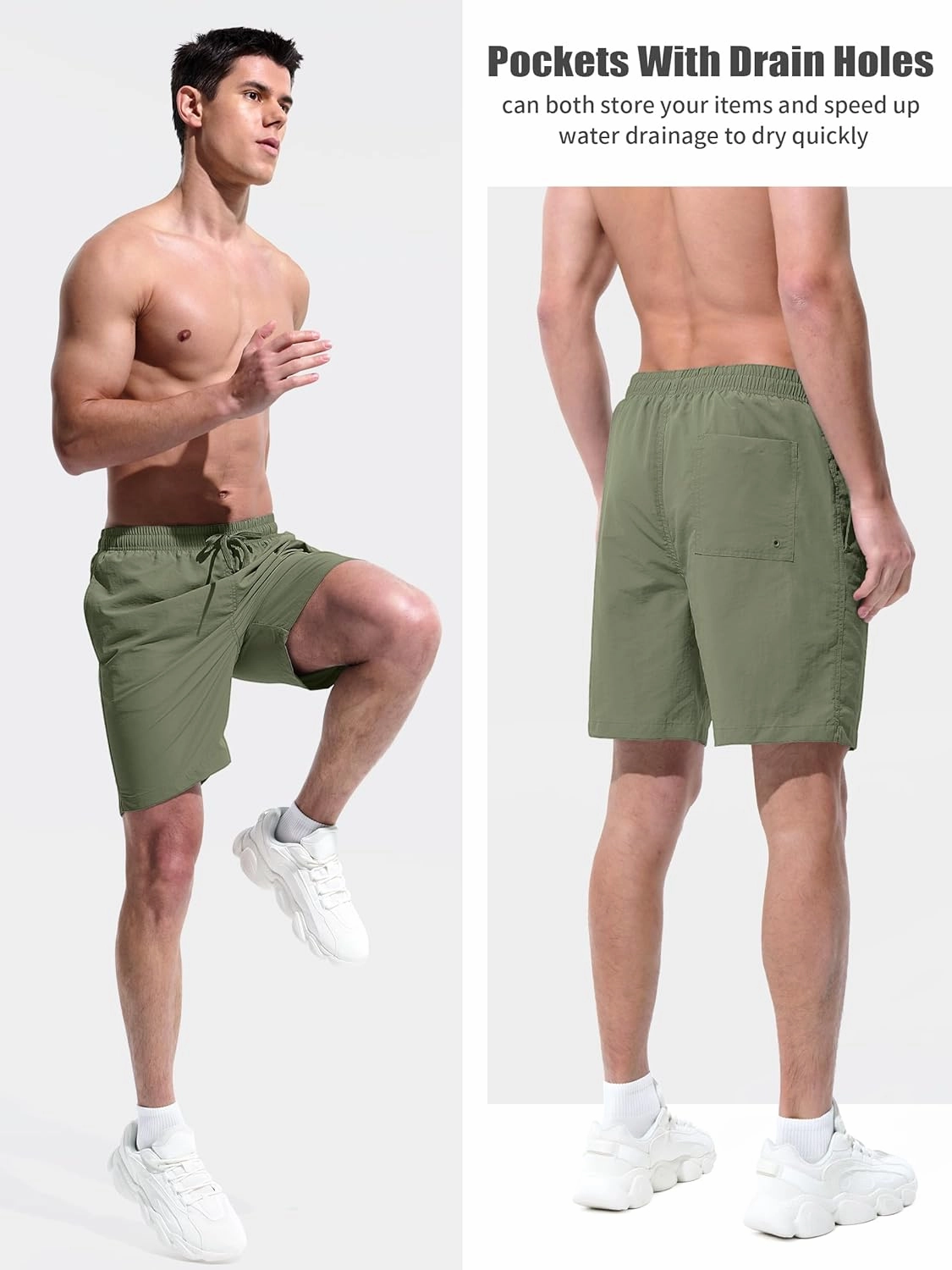 Men's Swim Trunks Beach Board Shorts Quick Dry Swimsuit Bathing Suits with Pockets 7 Inch Inseam Mesh Lining