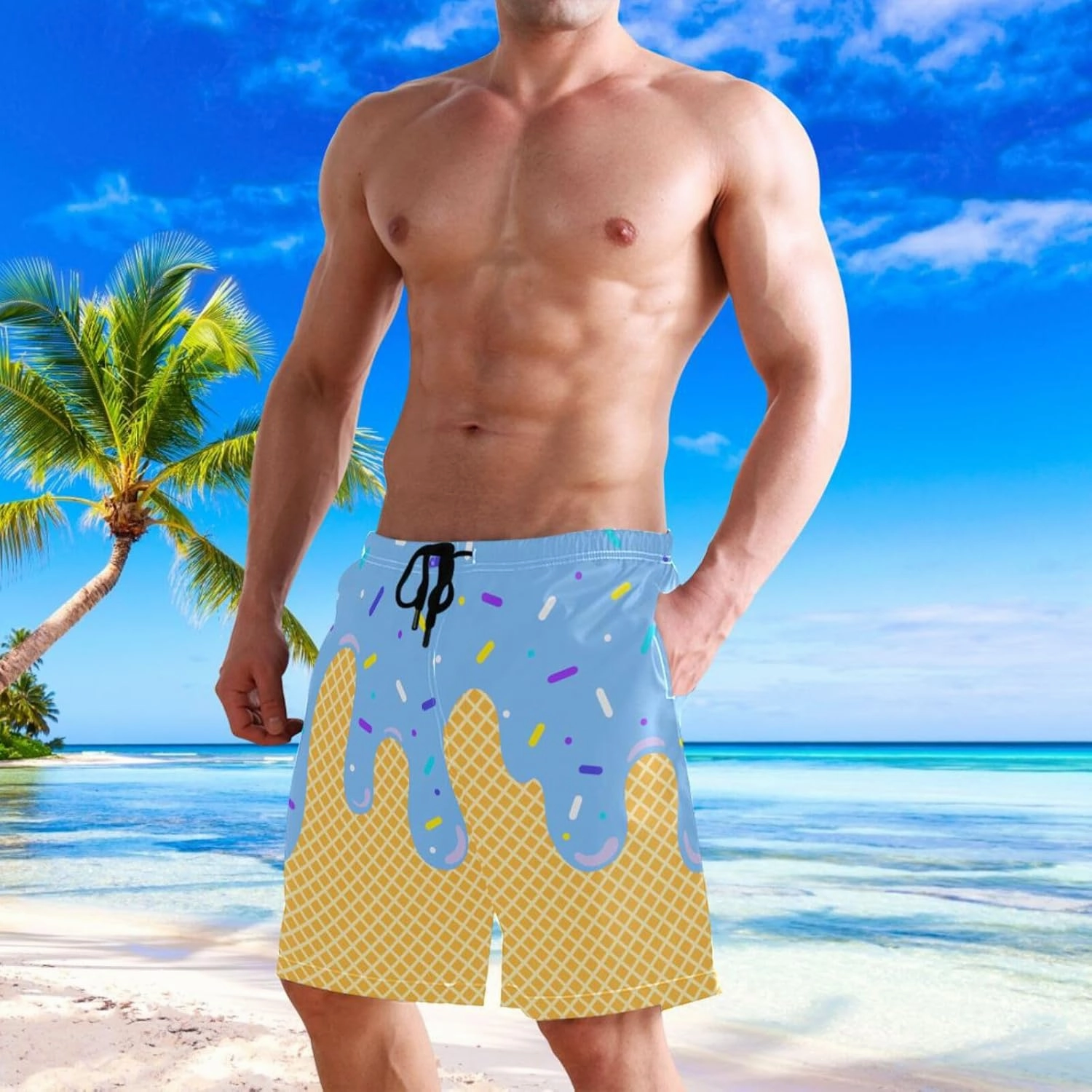 Men's Swim Trunks Board Shorts Quick Dry Swimsuit Swimwear Holiday Party Bathing Suit