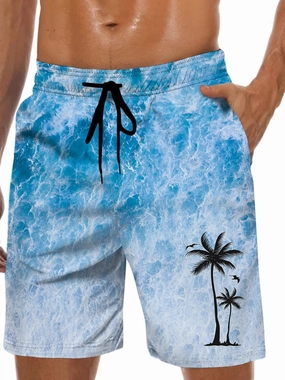 Men's Swim Trunks Hawaiian Bathing Mesh Lining Suit Swimsuits Beach Shorts with Pockets