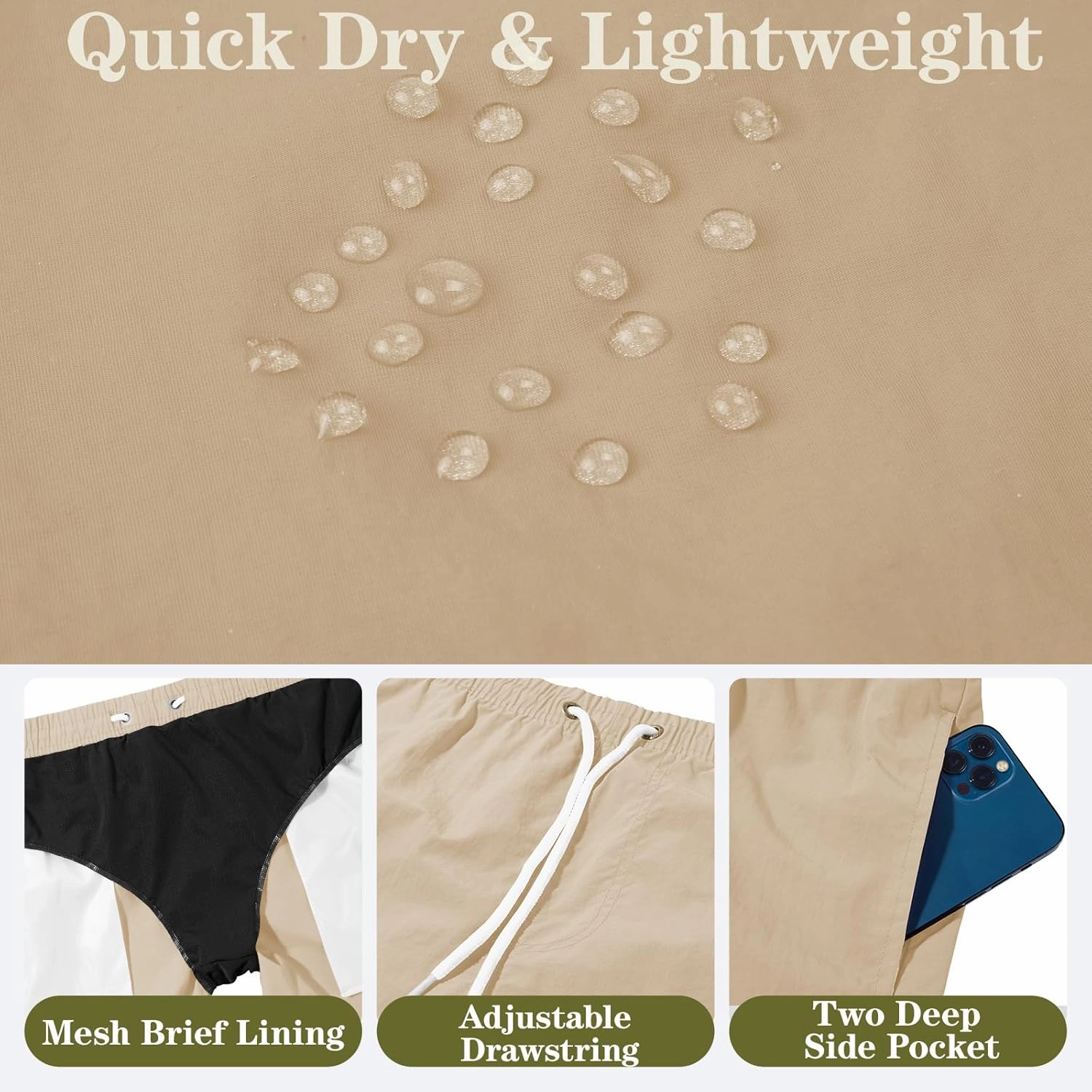 Men's Swim Trunks Quick Dry Board Shorts Bathing Suit Swimwear Swim Shorts with Mesh Lining