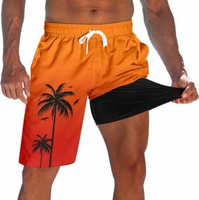 Men's Swim Trunks with Compression Liner 9" Quick Dry Board Shorts