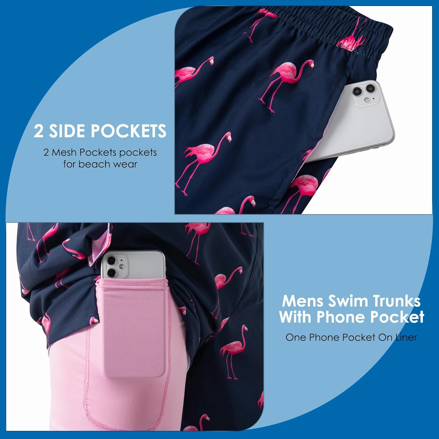 Men's Swim TrunksMesh Lining Quick Dry with Pockets Beach Shorts Hawaiian