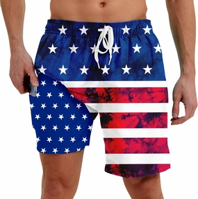 Men Swim Trunks with Compression Liner Men's 2 in 1 Bathing Suits 7 Inch Hawaiian Board Shorts