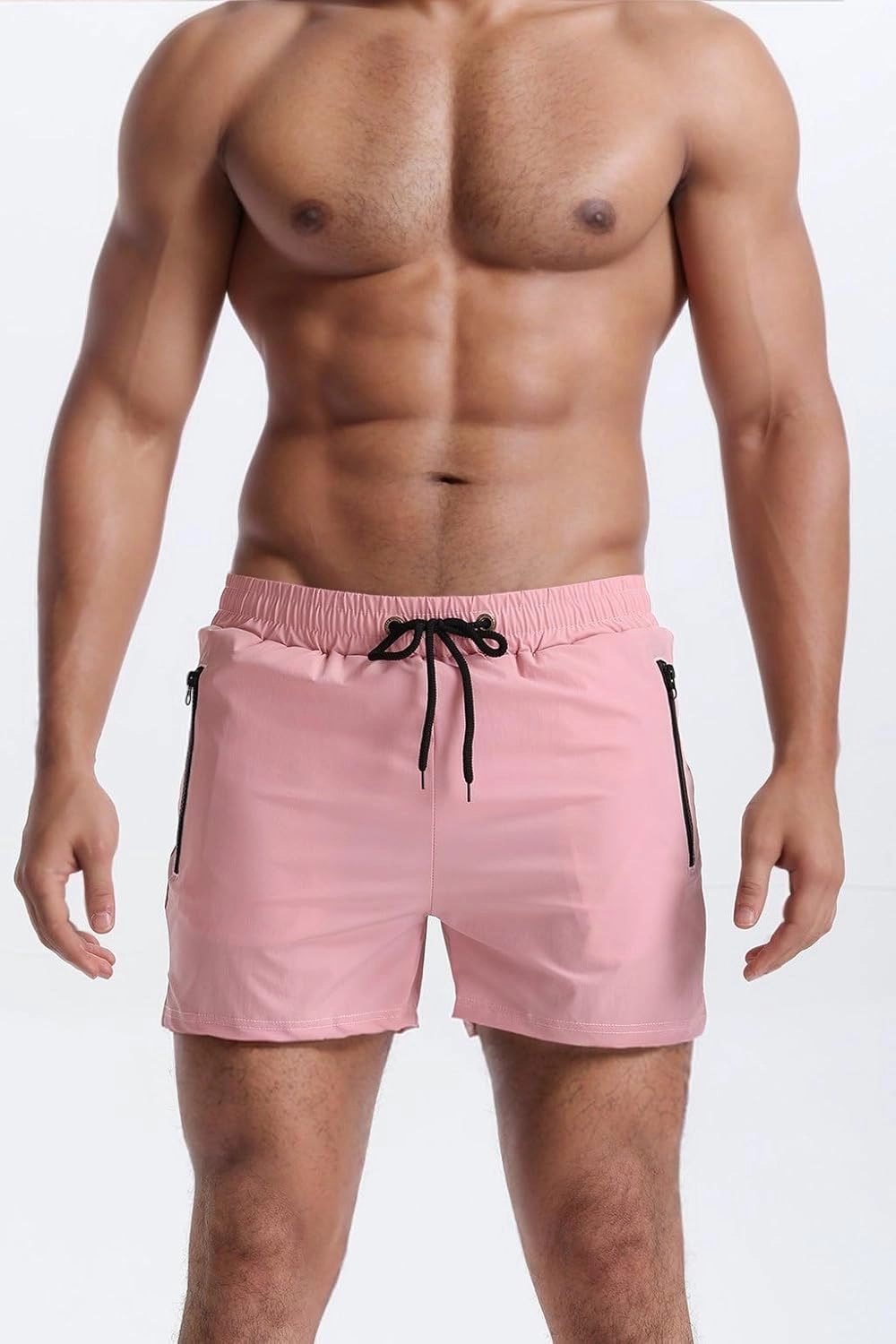 Mens 5" with Zipper Quick Dry Beach Shorts for Swimming Men Bathing Suit