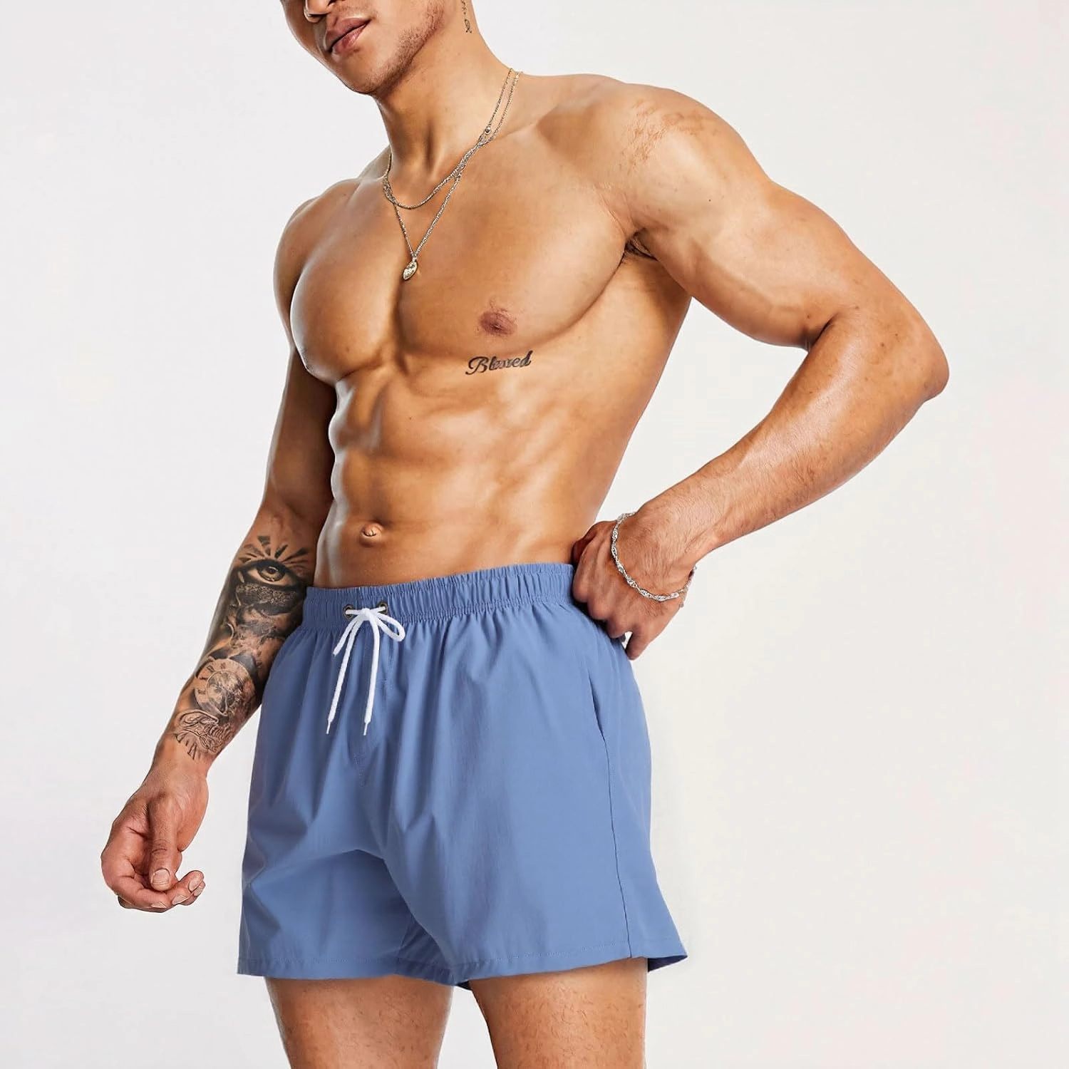 Mens Swim Trunks 5" with Mesh Lining Quick Dry Beach Shorts for Swimming Men Bathing Suit
