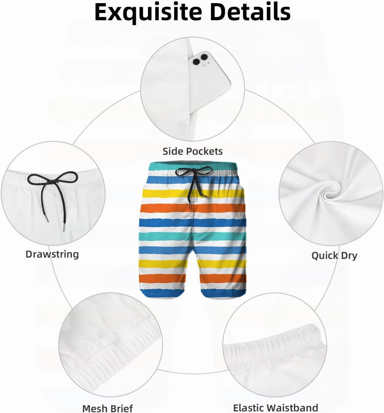 Mens Swim Trunks,Quick Dry Bathing Suits Summer Board Beach Shorts with Mesh Lining