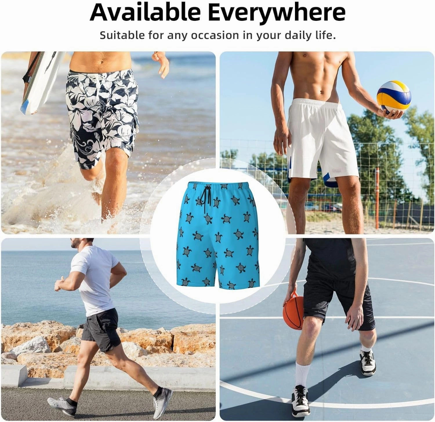 Mens Swim Trunks,Quick Dry Bathing Suits Summer Board Beach Shorts with Mesh Lining