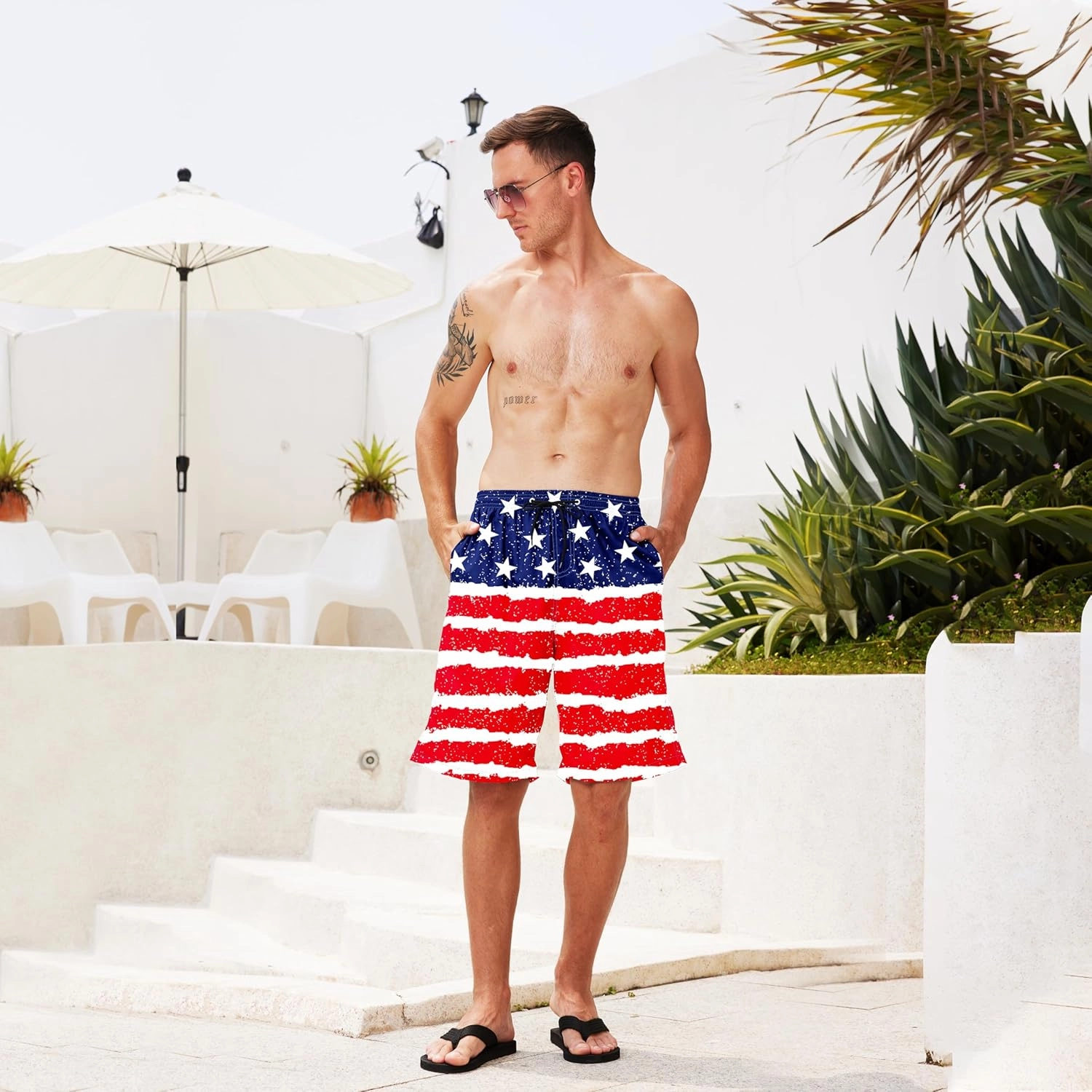Mens Swim Trunks Quick Dry Board Shorts with Mesh Lining, Breathable Fit Hawaii Beach Shorts Swimwear Bathing Suits