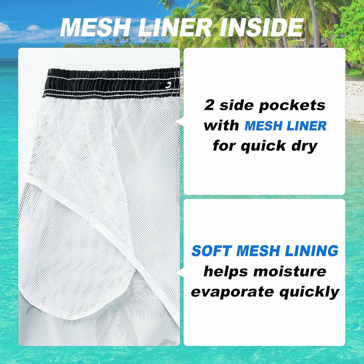 Mens Swim Trunks Quick Dry Board Shorts with Mesh Lining, Breathable Surf Beach Shorts Swimwear Bathing Suits